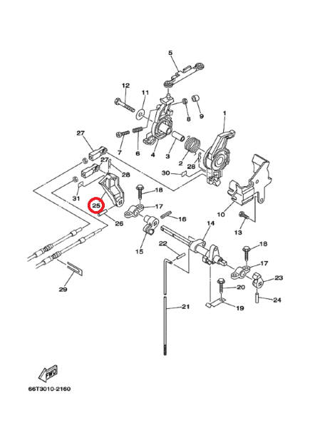 Рычаг тяги переключения реверса Yamaha 66T-44125-01-00