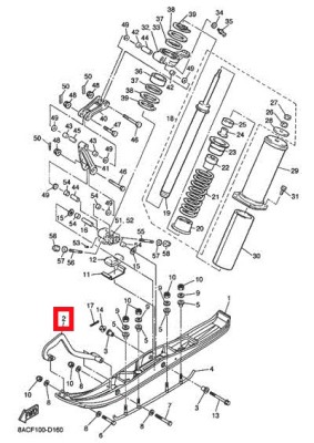 Ручка лыжи Yamaha 8DM-23712-00-BK