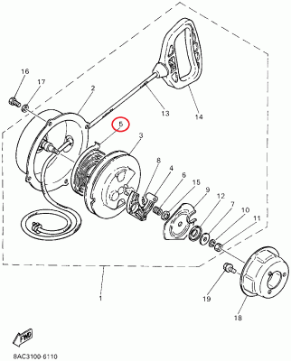Пружина стартера Yamaha 8F3-15713-01-00