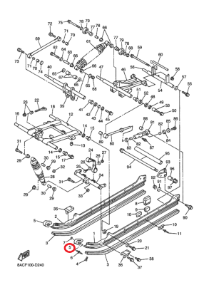 Наконечник рельсы (полоза) Yamaha 8ED-47422-00-00