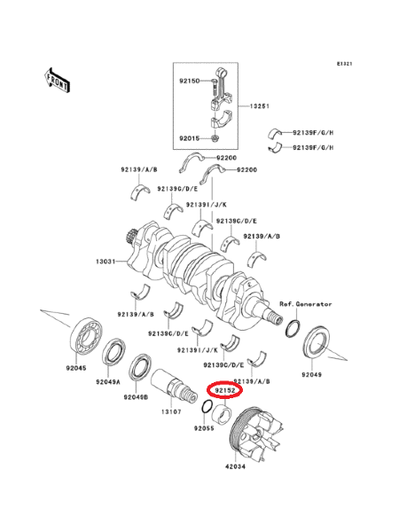 Втулка коленвала Kawasaki 92152-3733 1500 4T