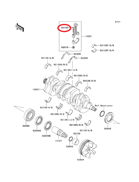 Болт шатуна Kawasaki 92150-1362 1500 4T
