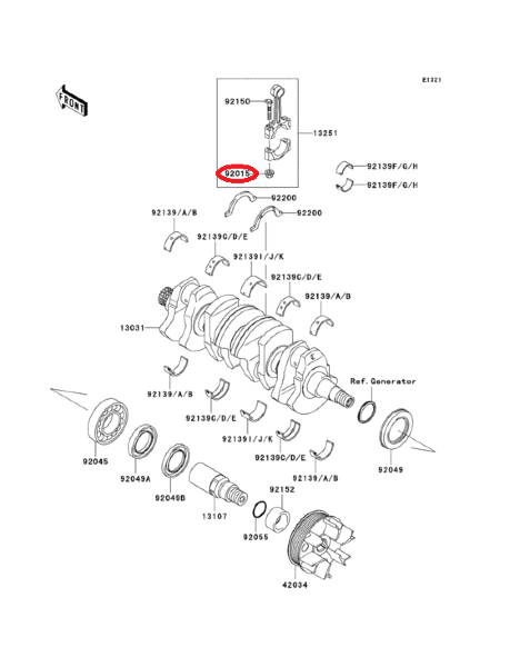 Гайка шатуна Kawasaki 92015-1559 1500 4T