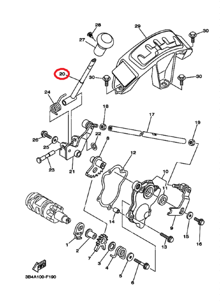 Рычаг переключения передач Yamaha 3B4-18190-01-00